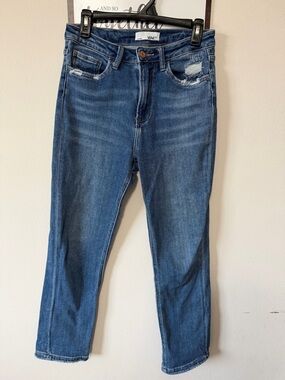 VERVET BY FLYING MONKEY Women's Mid Blue Straight Leg Jeans